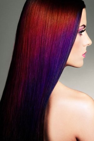 Beauty fashion model girl with colorful dyed hair